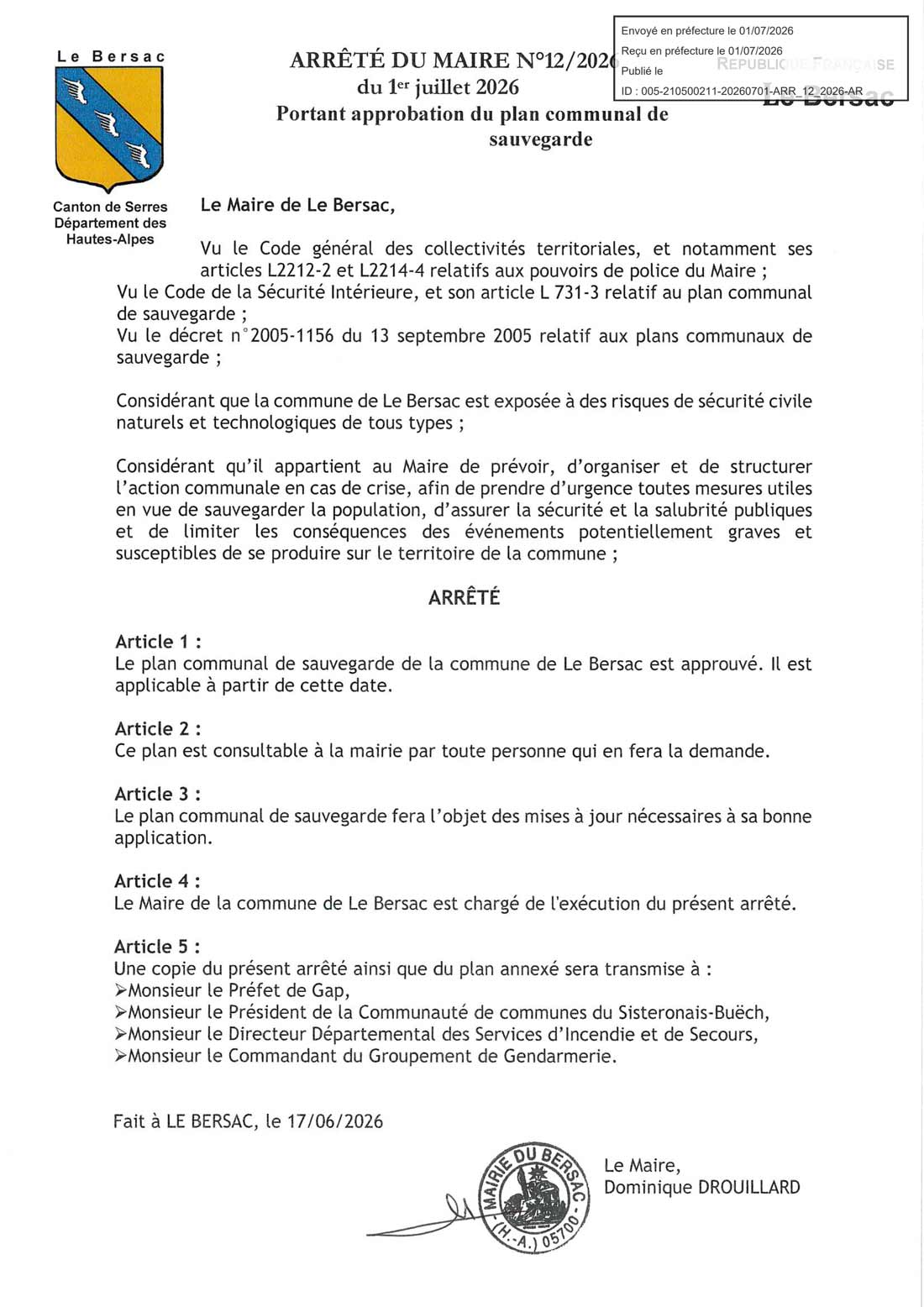 Arrêté du maire